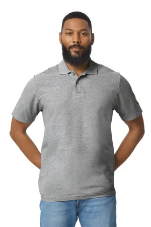 Gildan Mens SoftStyle Double Pique Short Sleeve Polo Shirt - Sport Grey  Affordable Clothing Gildan