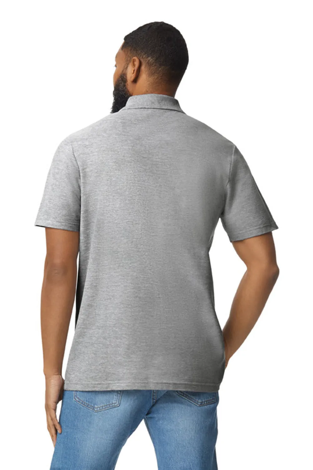 Gildan Mens SoftStyle Double Pique Short Sleeve Polo Shirt - Sport Grey  Affordable Clothing Gildan