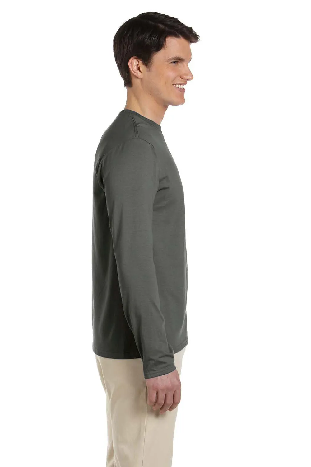 Gildan Mens Softstyle Long Sleeve Crewneck T-Shirt - Military Green  Affordable Clothing Gildan