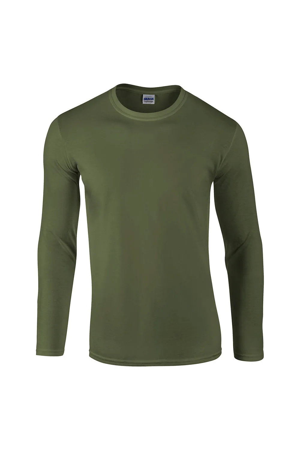 Gildan Mens Softstyle Long Sleeve Crewneck T-Shirt - Military Green  Affordable Clothing Gildan