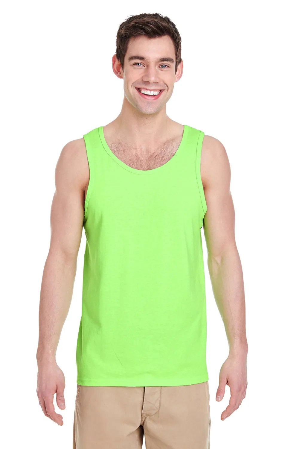 Gildan Mens Tank Top - Neon Green  Affordable Clothing Gildan