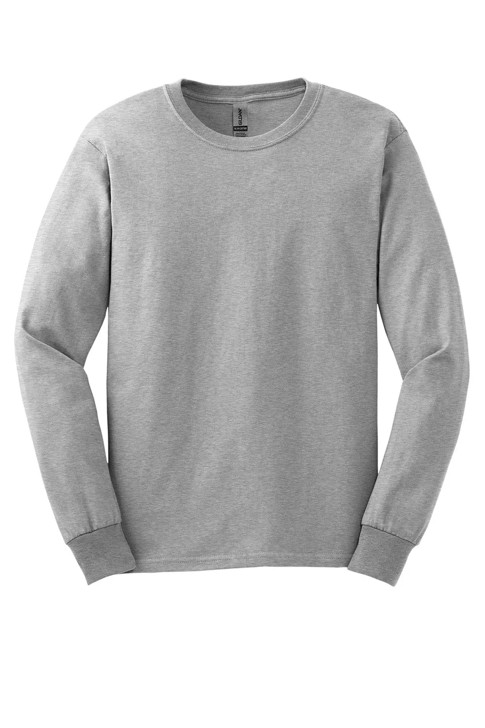 Gildan Mens Ultra Long Sleeve Crewneck T-Shirt - Ash Grey  Affordable Clothing Gildan