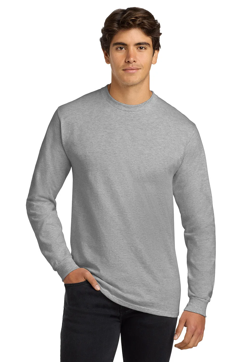Gildan Mens Ultra Long Sleeve Crewneck T-Shirt - Ash Grey  Affordable Clothing Gildan