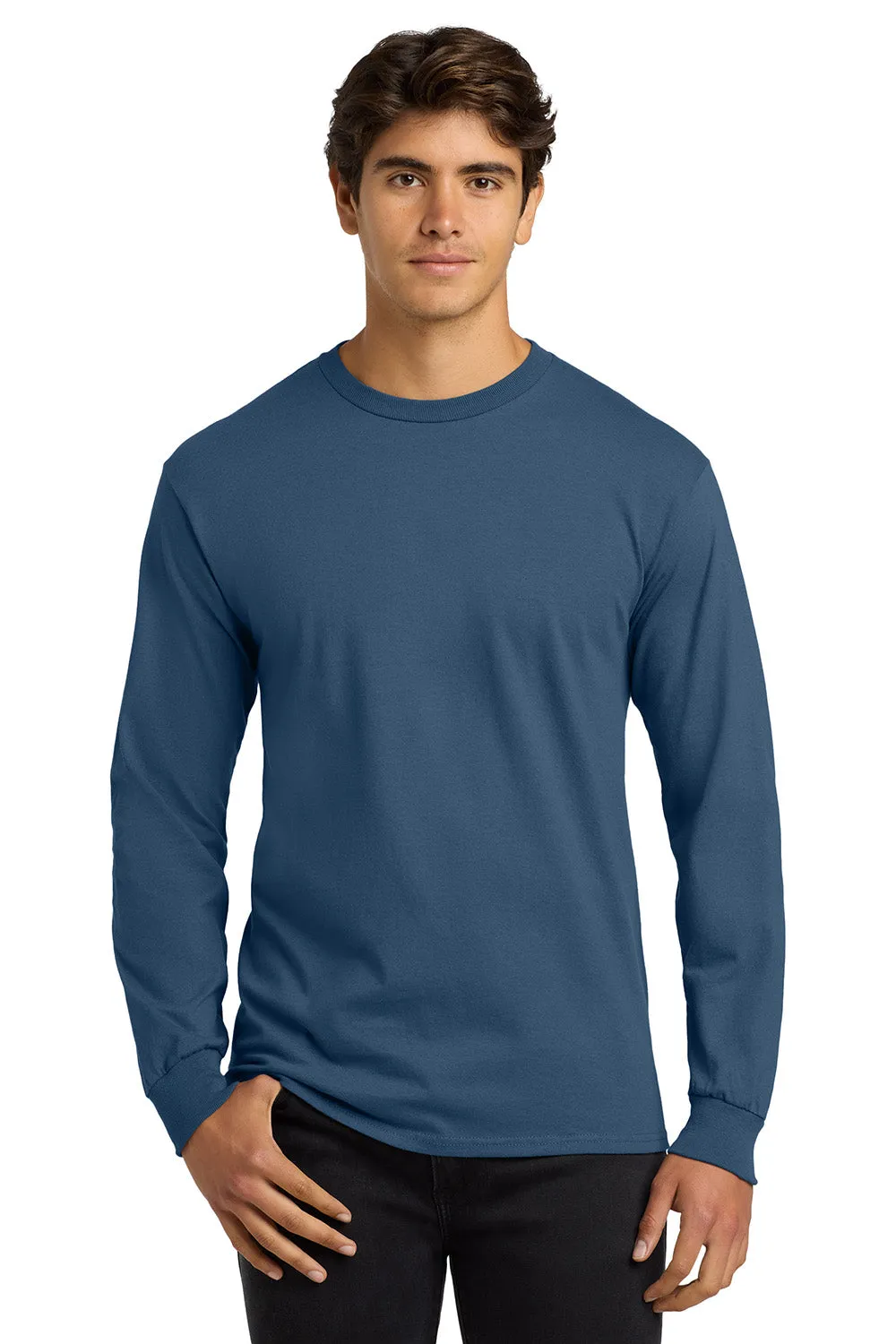 Gildan Mens Ultra Long Sleeve Crewneck T-Shirt - Indigo Blue  Affordable Clothing Gildan