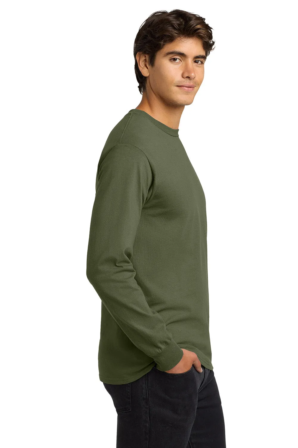 Gildan Mens Ultra Long Sleeve Crewneck T-Shirt - Military Green  Affordable Clothing Gildan