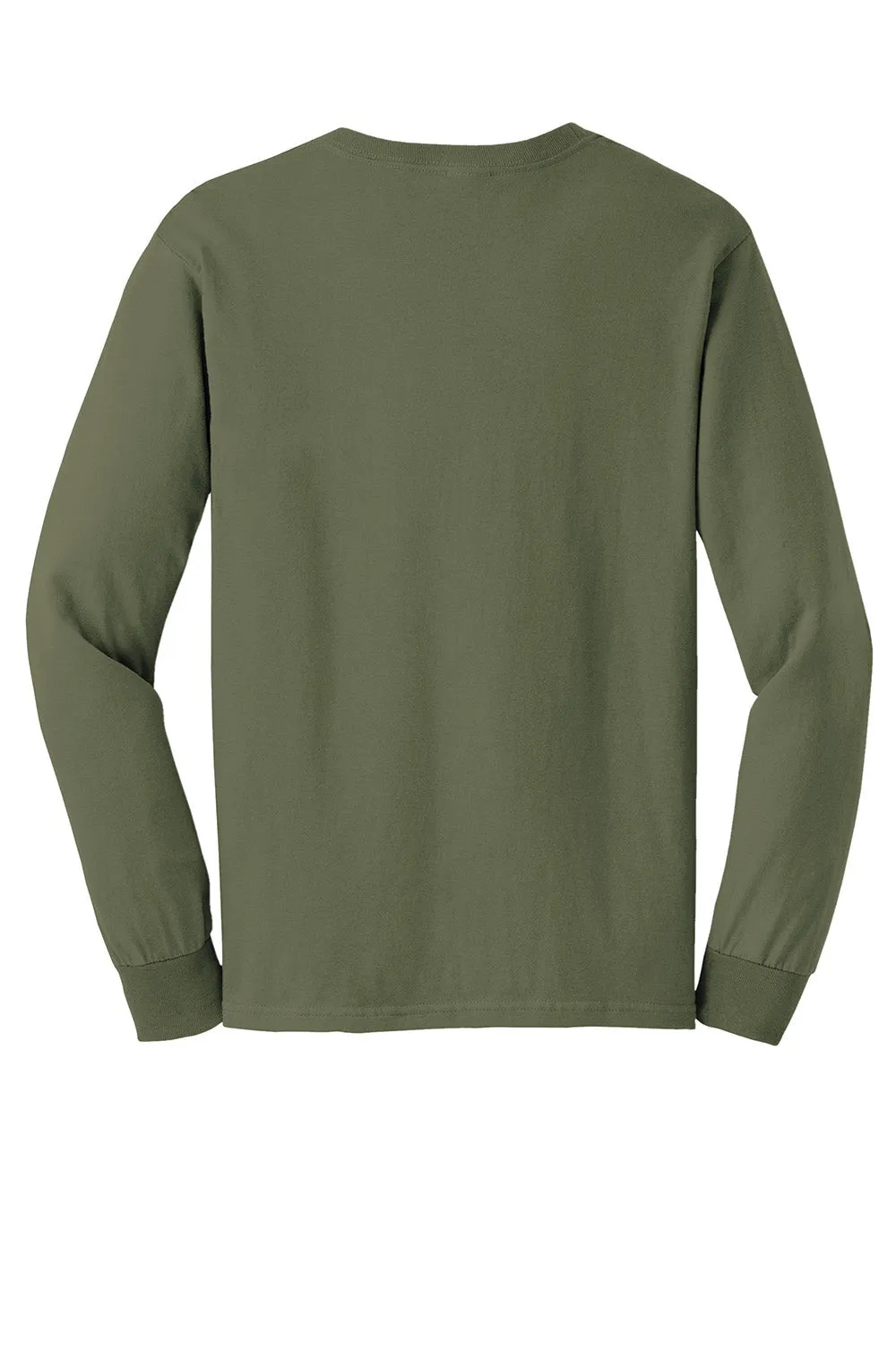 Gildan Mens Ultra Long Sleeve Crewneck T-Shirt - Military Green  Affordable Clothing Gildan