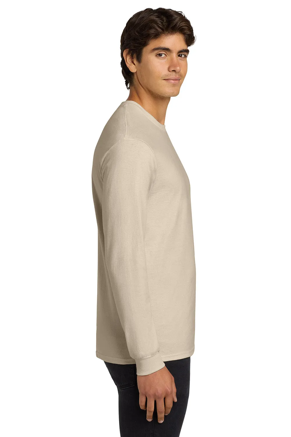 Gildan Mens Ultra Long Sleeve Crewneck T-Shirt - Natural  Affordable Clothing Gildan