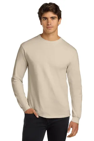 Gildan Mens Ultra Long Sleeve Crewneck T-Shirt - Natural  Affordable Clothing Gildan