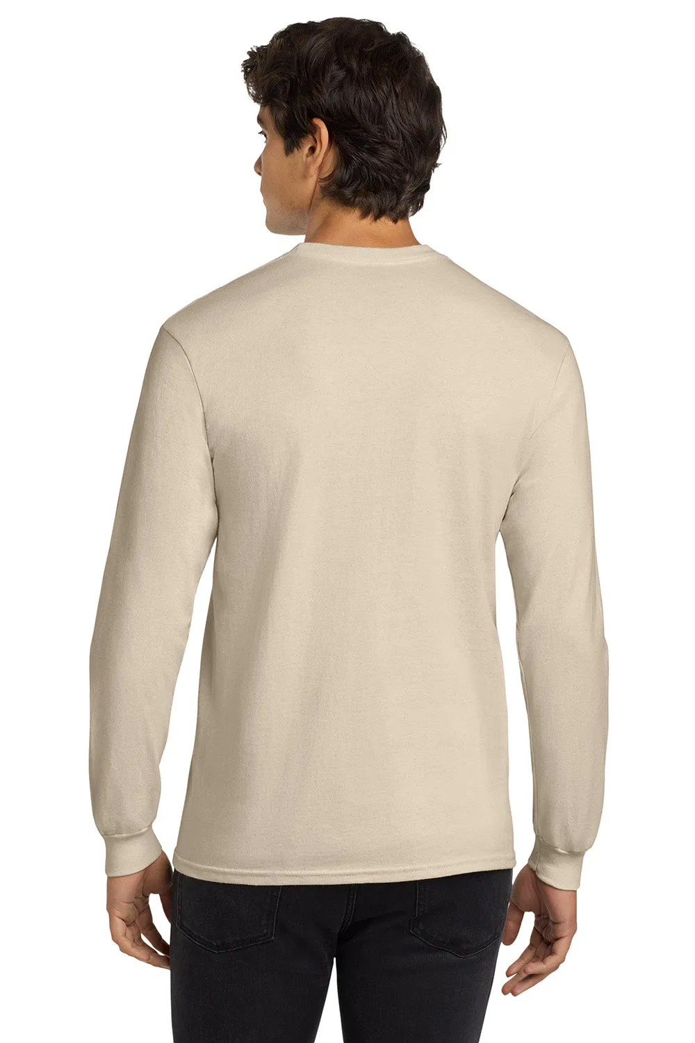 Gildan Mens Ultra Long Sleeve Crewneck T-Shirt - Natural  Affordable Clothing Gildan