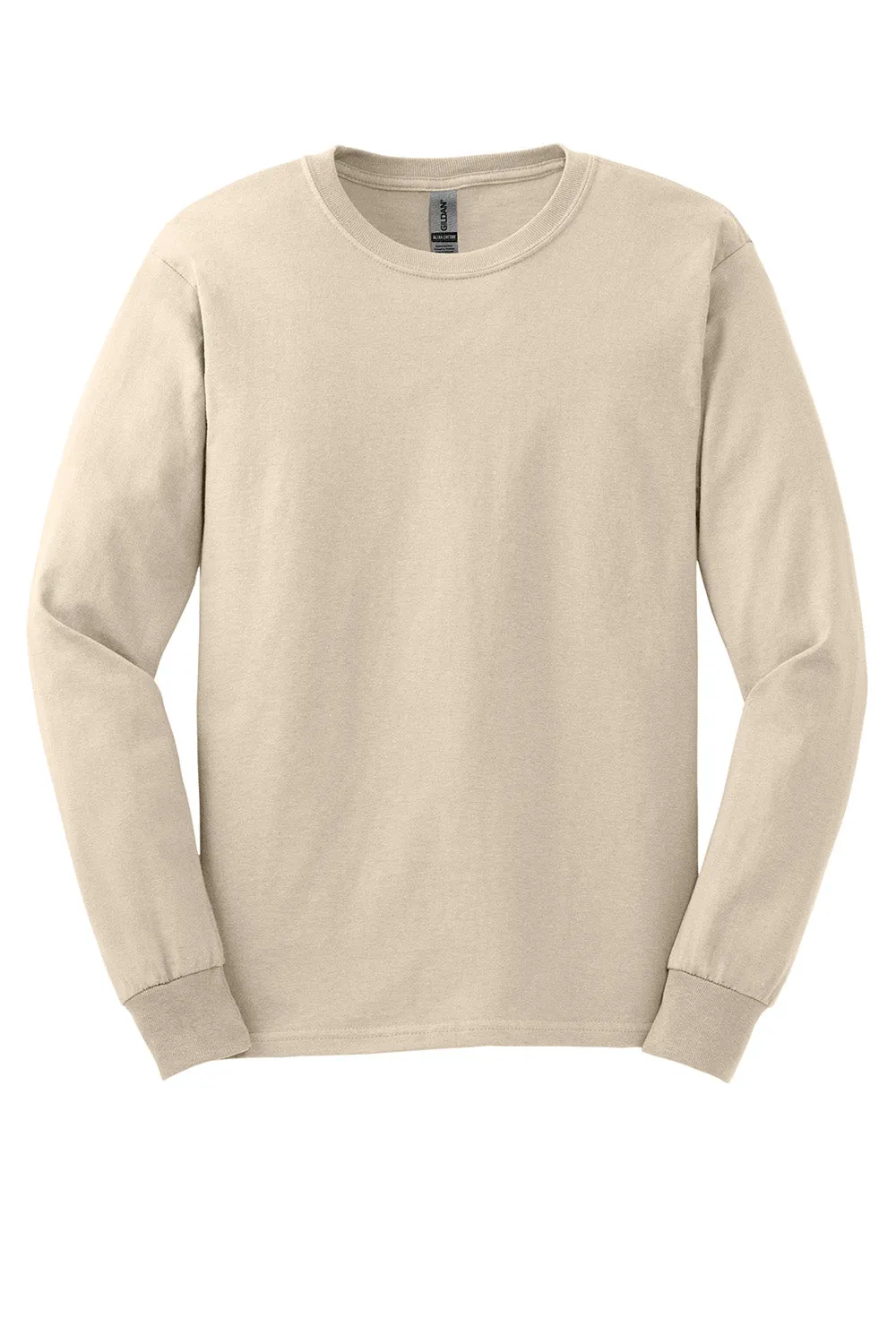 Gildan Mens Ultra Long Sleeve Crewneck T-Shirt - Natural  Affordable Clothing Gildan