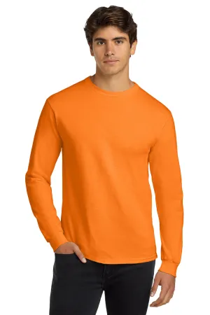 Gildan Mens Ultra Long Sleeve Crewneck T-Shirt - Safety Orange  Affordable Clothing Gildan