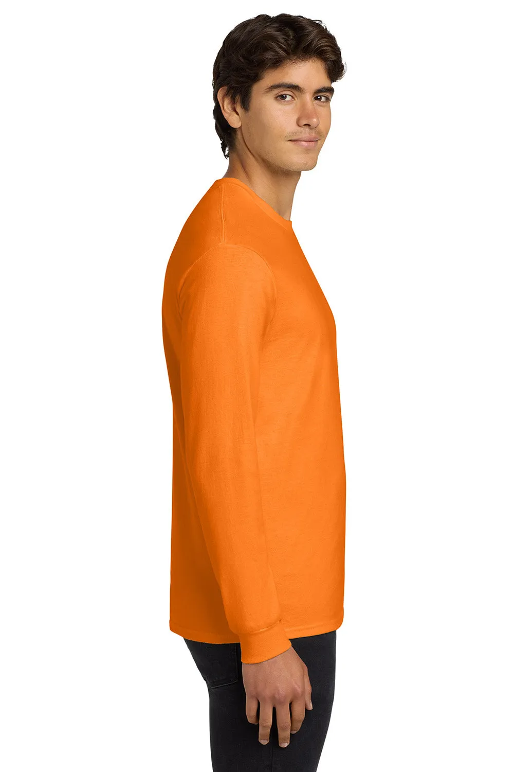 Gildan Mens Ultra Long Sleeve Crewneck T-Shirt - Safety Orange  Affordable Clothing Gildan