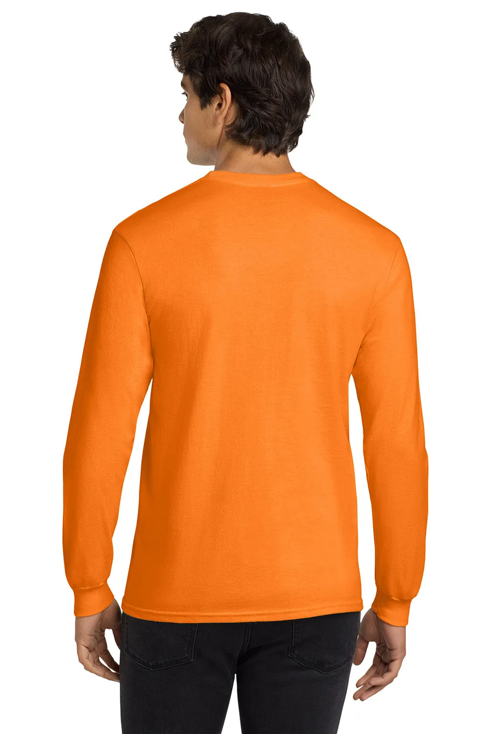 Gildan Mens Ultra Long Sleeve Crewneck T-Shirt - Safety Orange  Affordable Clothing Gildan