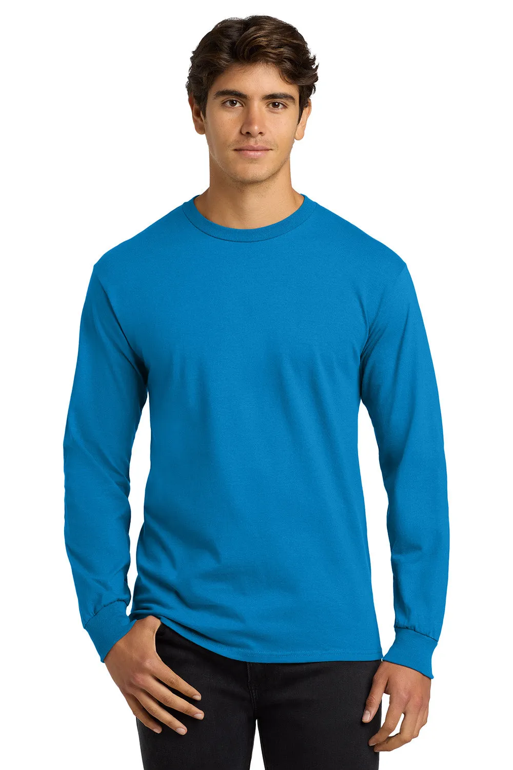 Gildan Mens Ultra Long Sleeve Crewneck T-Shirt - Sapphire Blue  Affordable Clothing Gildan