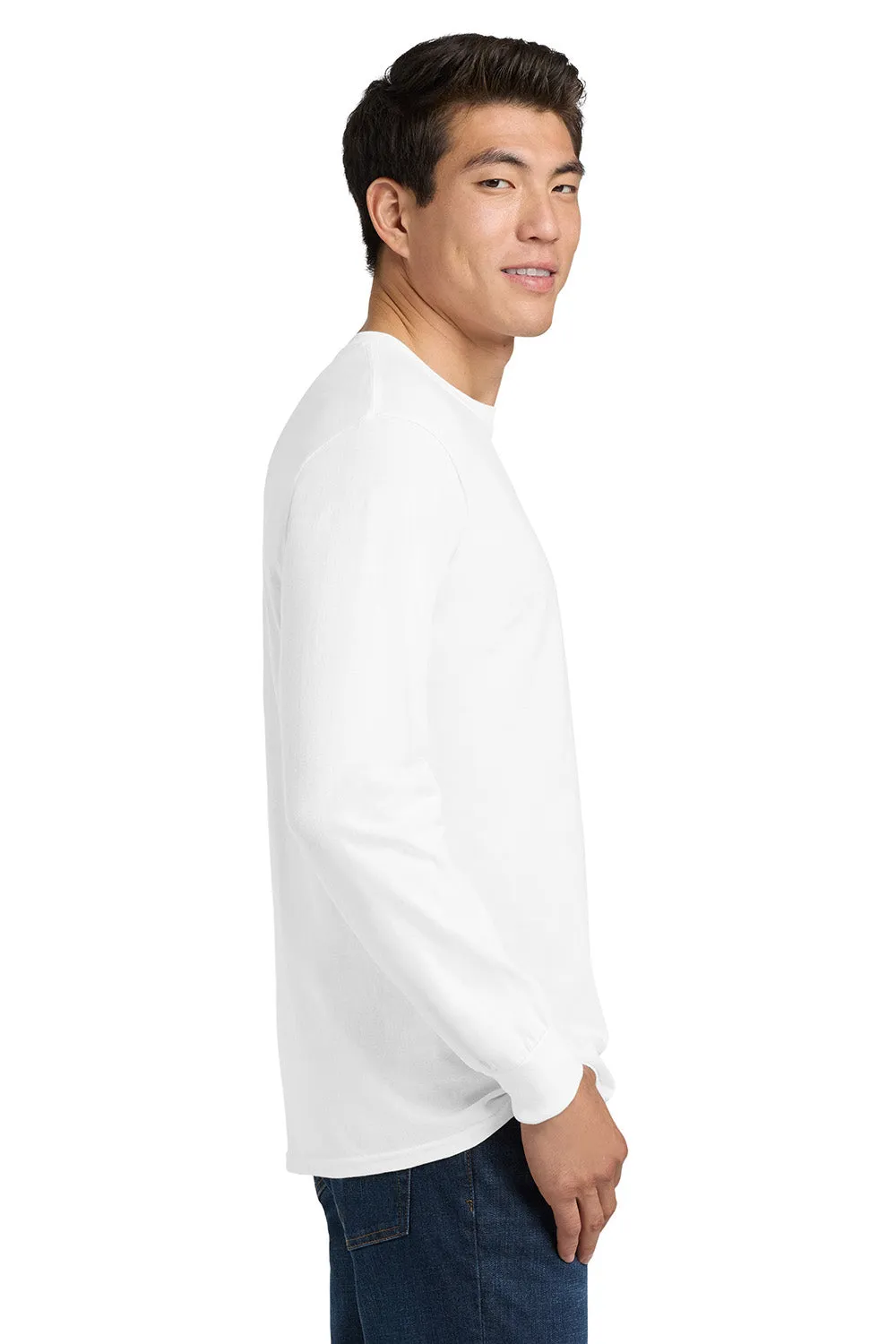 Gildan Mens Ultra Long Sleeve Crewneck T-Shirt w/ Pocket - White  Affordable Clothing Gildan