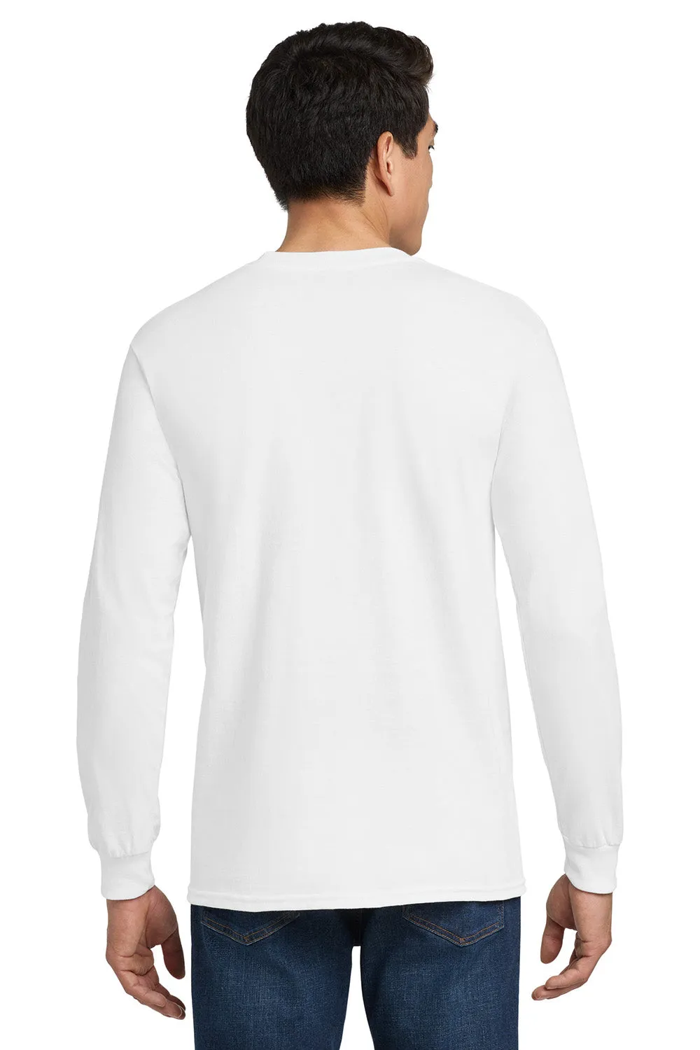 Gildan Mens Ultra Long Sleeve Crewneck T-Shirt w/ Pocket - White  Affordable Clothing Gildan