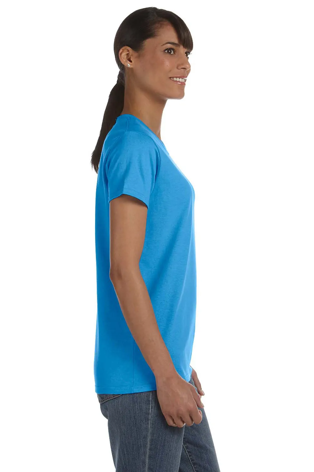 Gildan Womens Short Sleeve Crewneck T-Shirt - Heather Sapphire Blue  Affordable Clothing Gildan