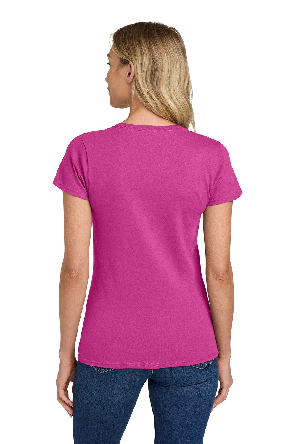 Gildan Womens Short Sleeve Crewneck T-Shirt - Heliconia Pink  Affordable Clothing Gildan