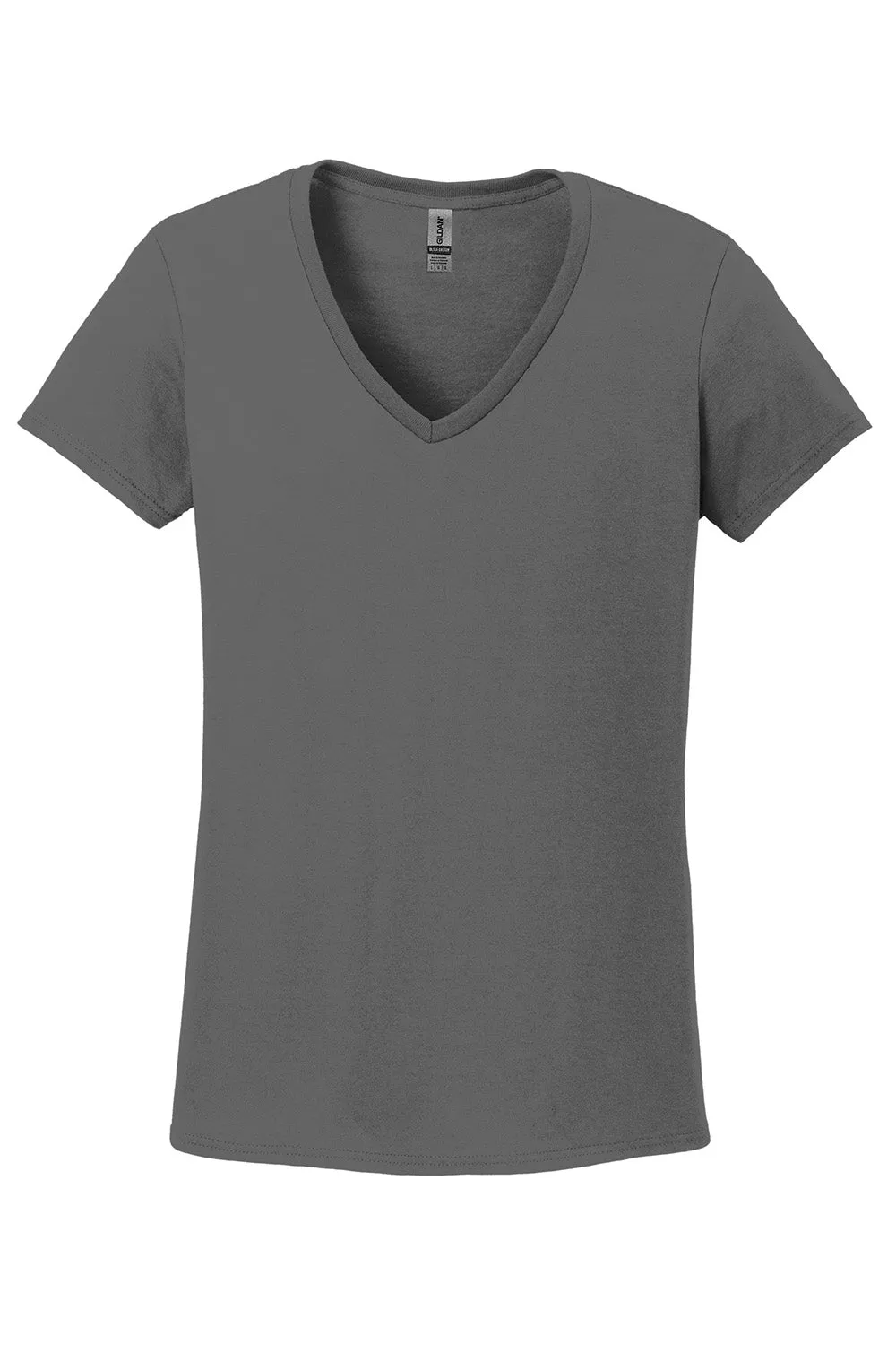 Gildan Womens Short Sleeve V-Neck T-Shirt - Charcoal Grey  Affordable Clothing Gildan