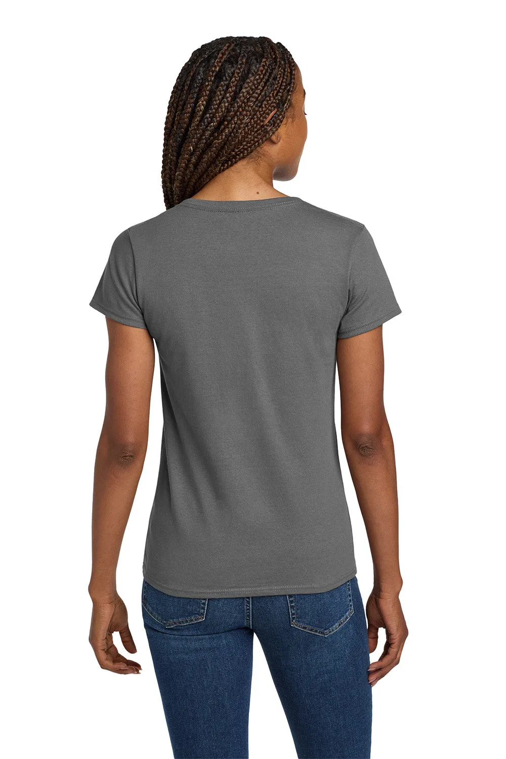 Gildan Womens Short Sleeve V-Neck T-Shirt - Charcoal Grey  Affordable Clothing Gildan