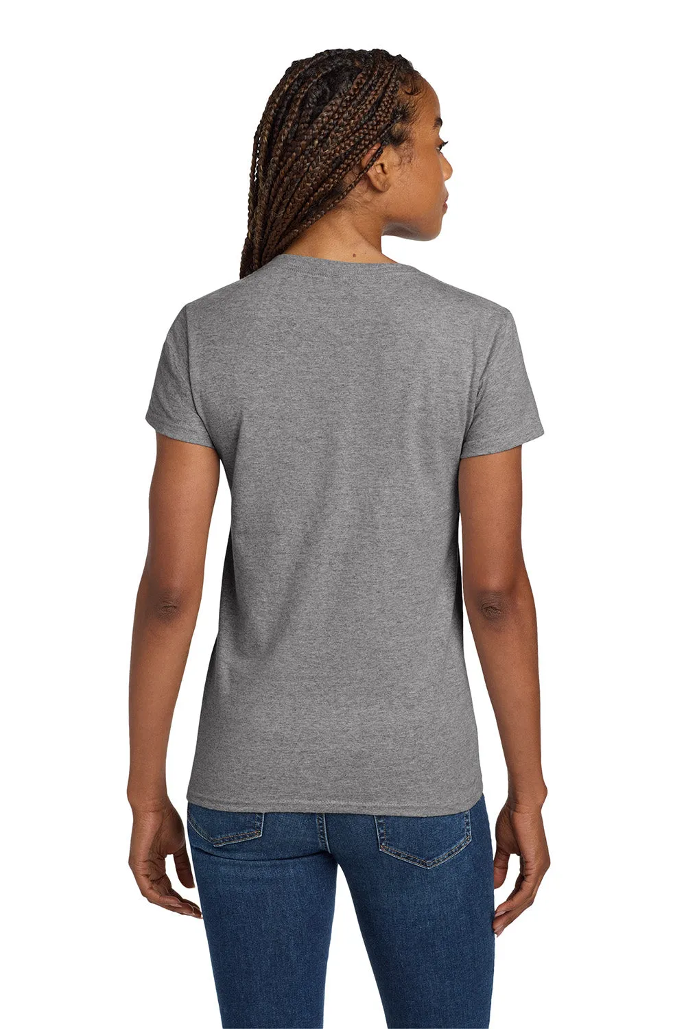 Gildan Womens Short Sleeve V-Neck T-Shirt - Heather Graphite Grey  Affordable Clothing Gildan
