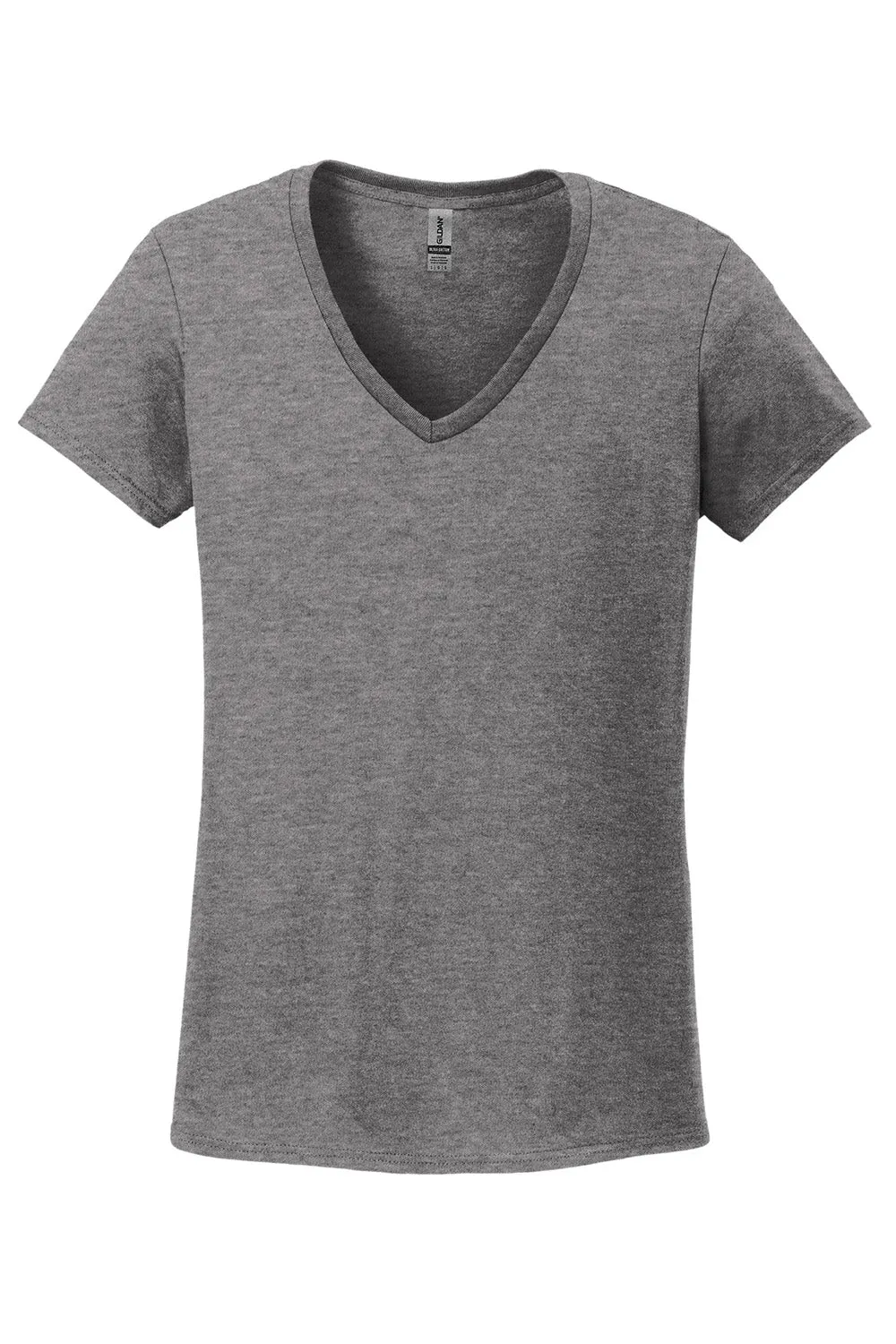 Gildan Womens Short Sleeve V-Neck T-Shirt - Heather Graphite Grey  Affordable Clothing Gildan