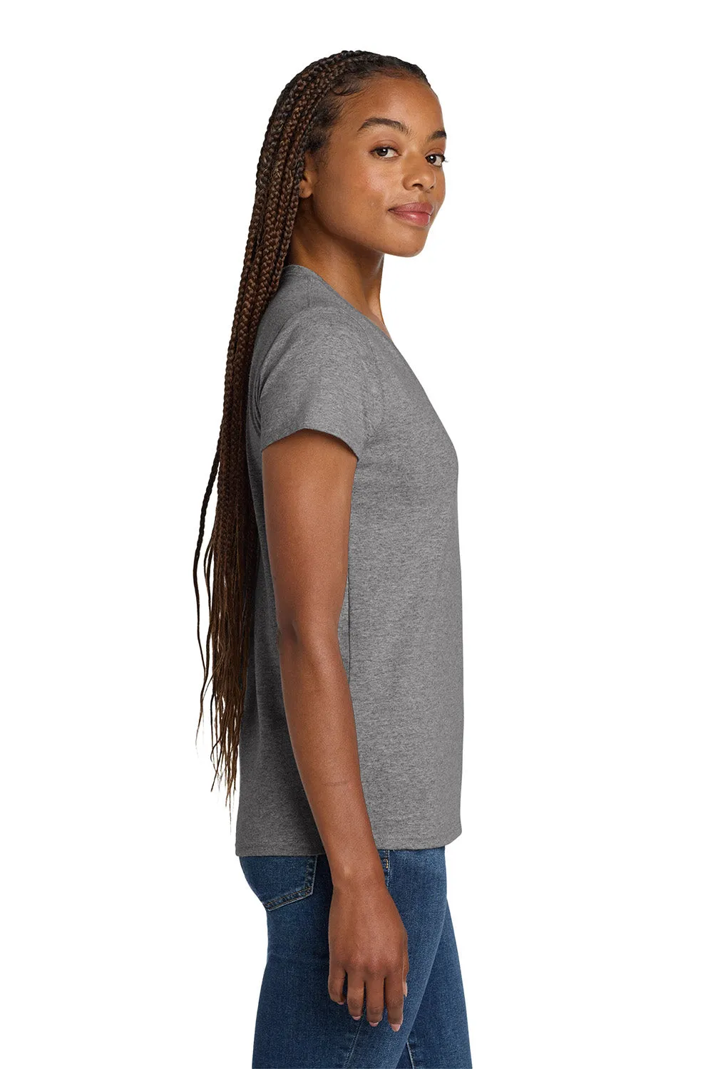 Gildan Womens Short Sleeve V-Neck T-Shirt - Heather Graphite Grey  Affordable Clothing Gildan