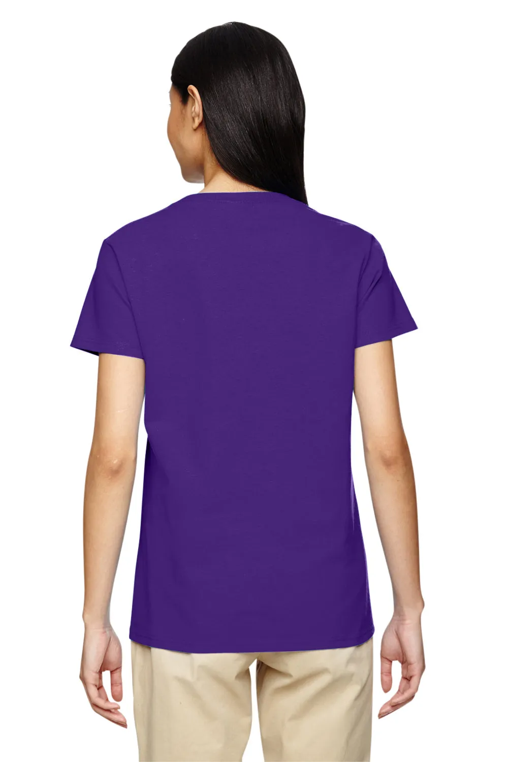 Gildan Womens Short Sleeve V-Neck T-Shirt - Purple  Affordable Clothing Gildan