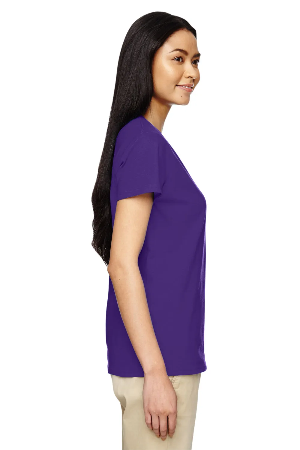 Gildan Womens Short Sleeve V-Neck T-Shirt - Purple  Affordable Clothing Gildan