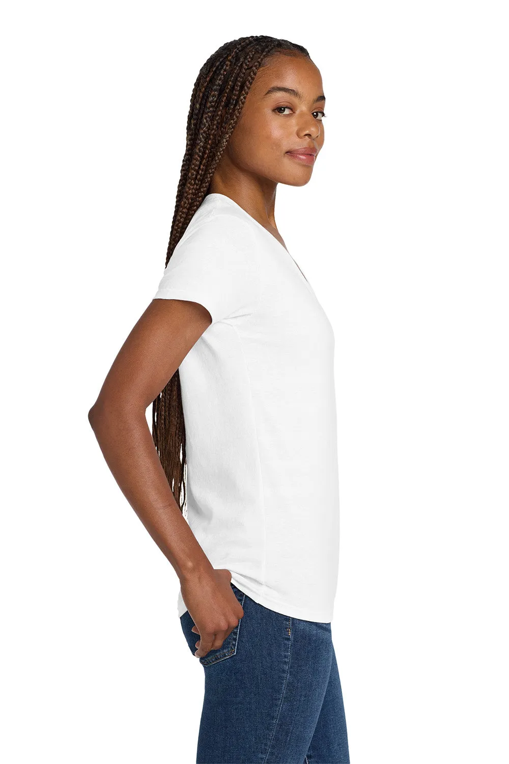 Gildan Womens Short Sleeve V-Neck T-Shirt - White  Affordable Clothing Gildan