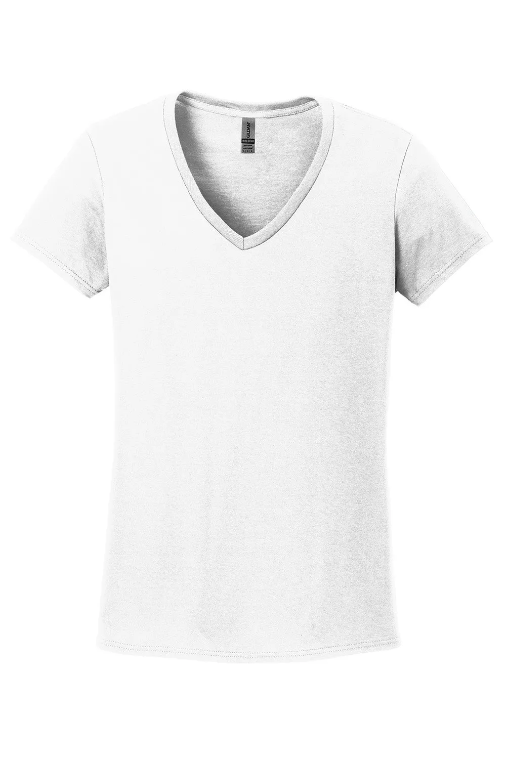 Gildan Womens Short Sleeve V-Neck T-Shirt - White  Affordable Clothing Gildan
