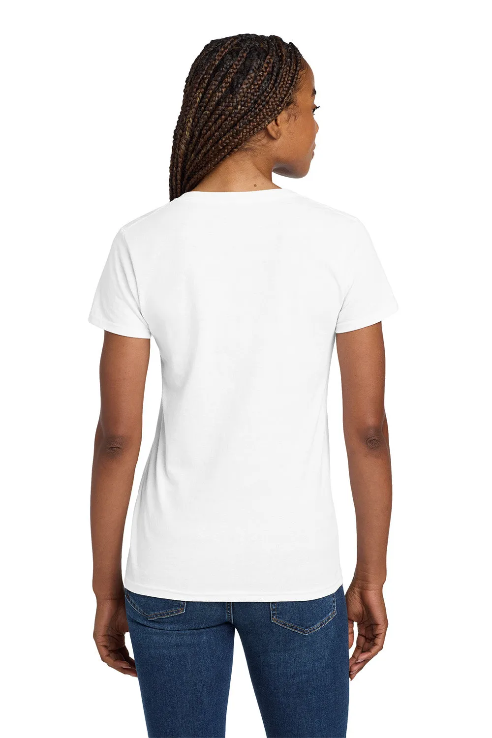 Gildan Womens Short Sleeve V-Neck T-Shirt - White  Affordable Clothing Gildan