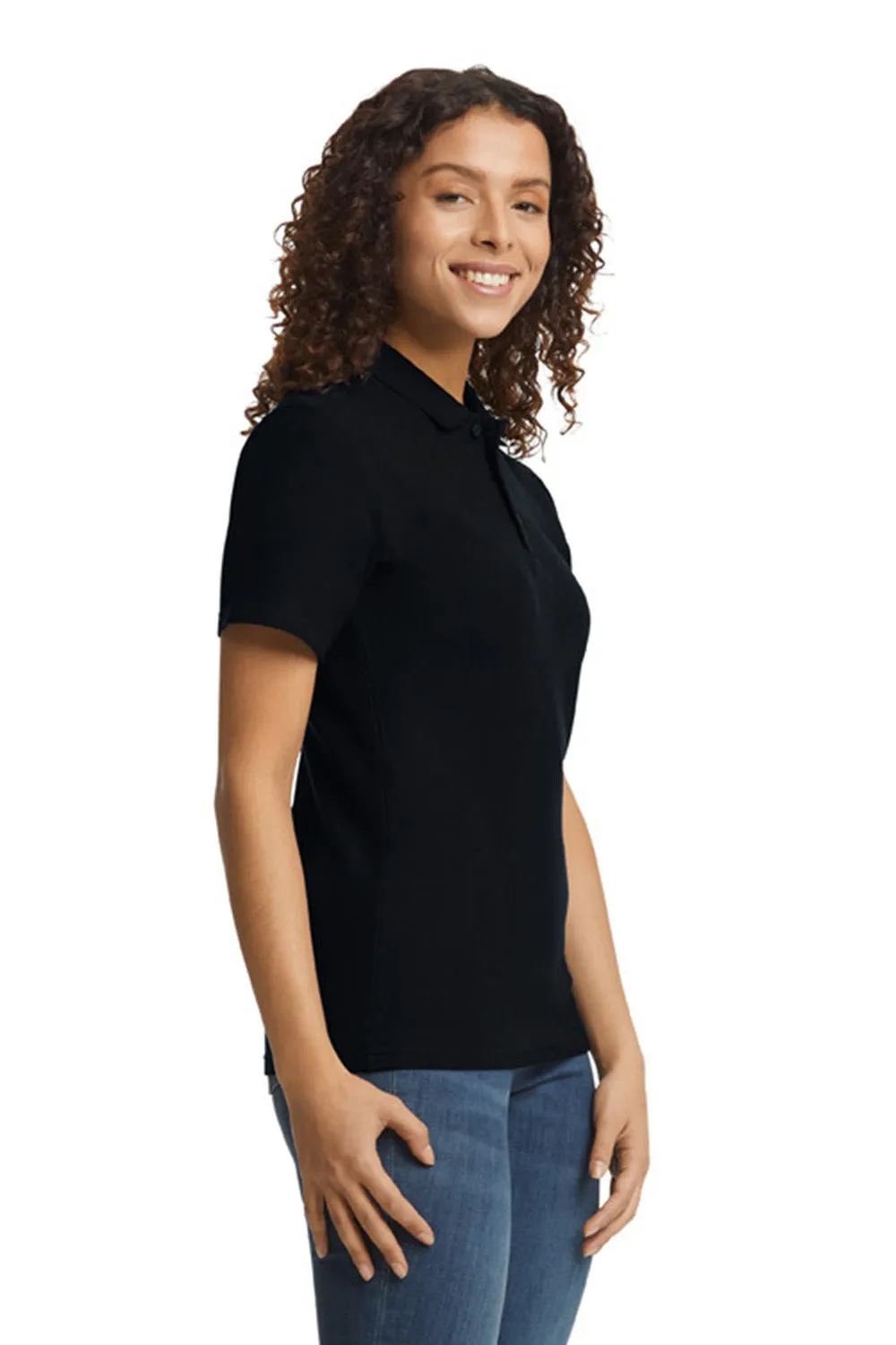 Gildan Womens SoftStyle Double Pique Short Sleeve Polo Shirt - Black  Affordable Clothing Gildan