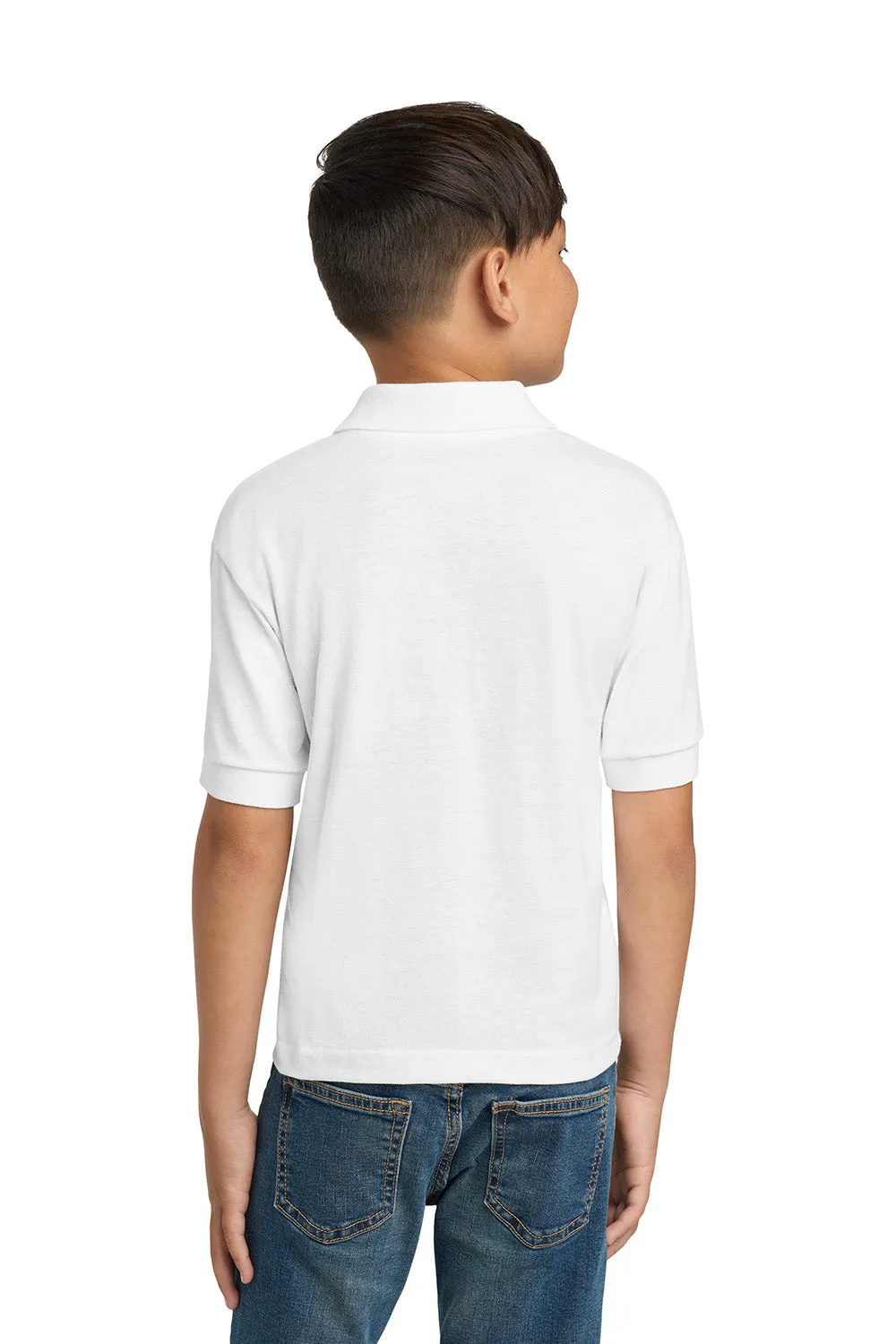 Gildan Youth DryBlend Moisture Wicking Short Sleeve Polo Shirt - White  Affordable Clothing Gildan