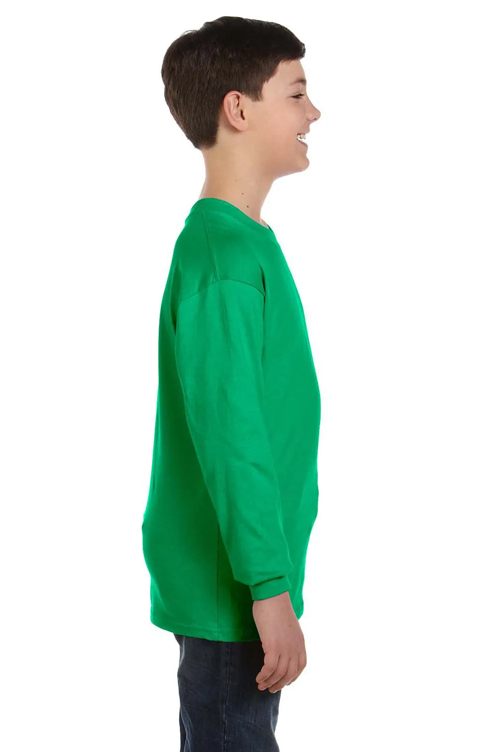 Gildan Youth Long Sleeve Crewneck T-Shirt - Irish Green  Affordable Clothing Gildan