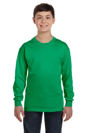 Gildan Youth Long Sleeve Crewneck T-Shirt - Irish Green  Affordable Clothing Gildan