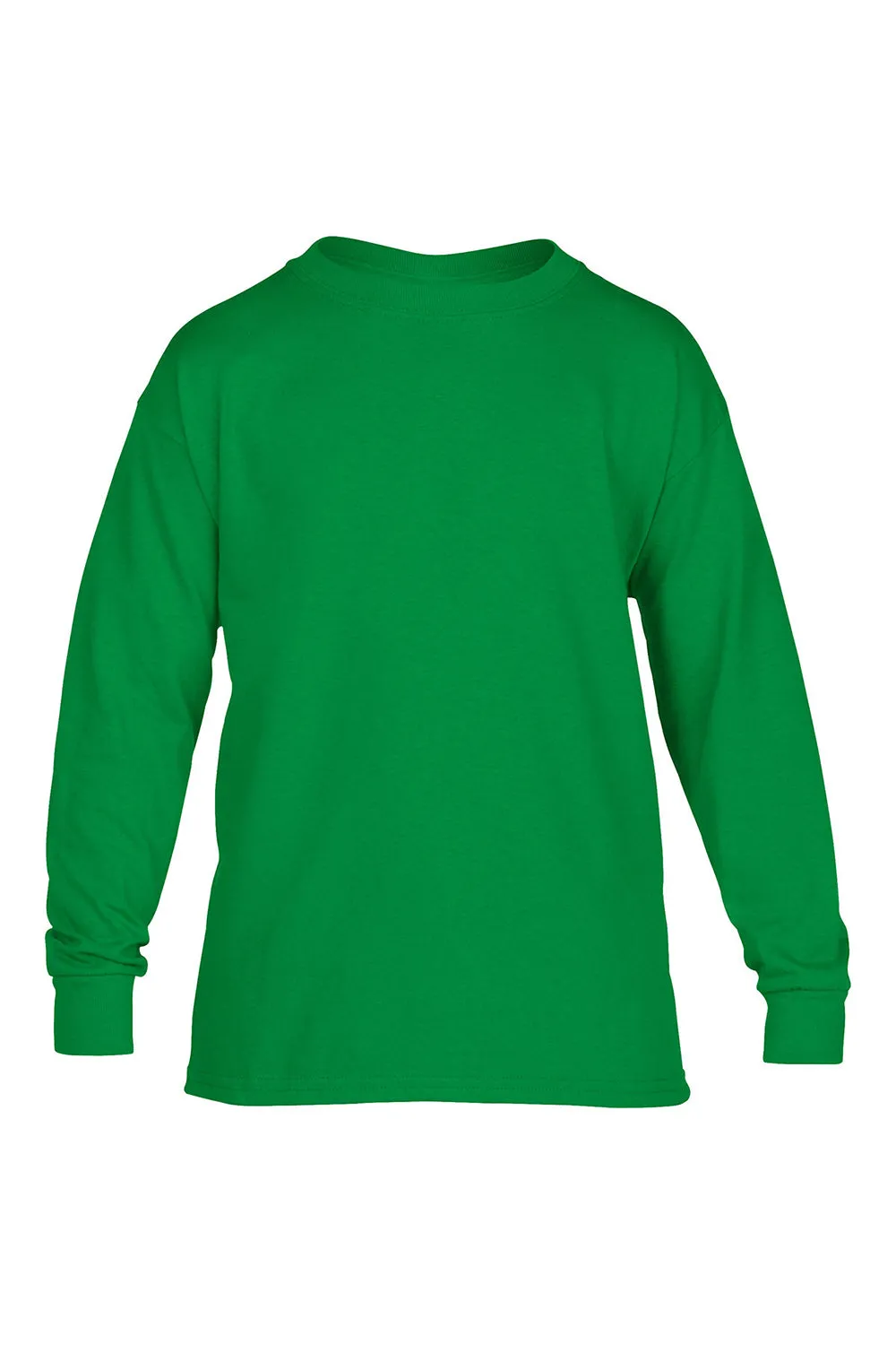 Gildan Youth Long Sleeve Crewneck T-Shirt - Irish Green  Affordable Clothing Gildan