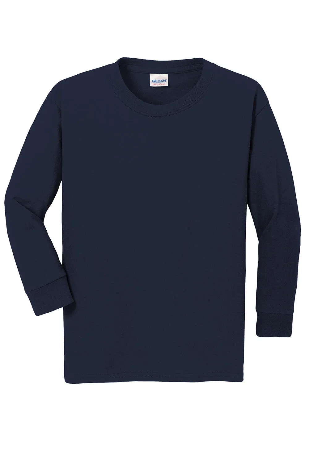 Gildan Youth Long Sleeve Crewneck T-Shirt - Navy Blue  Affordable Clothing Gildan