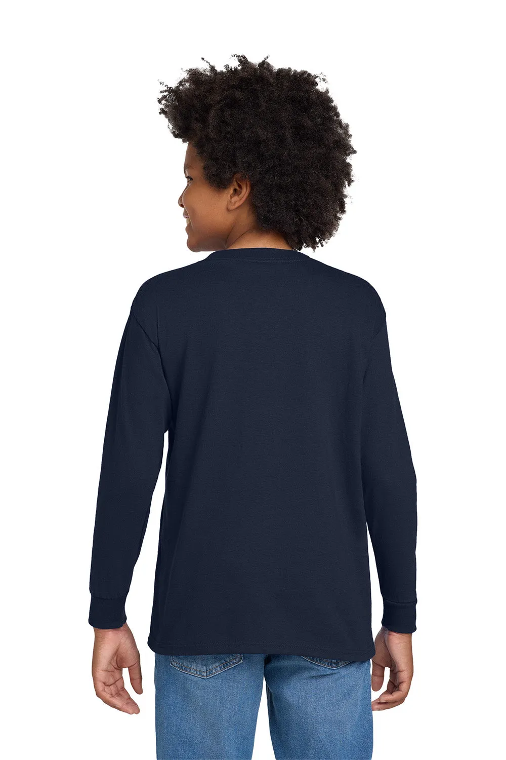 Gildan Youth Long Sleeve Crewneck T-Shirt - Navy Blue  Affordable Clothing Gildan