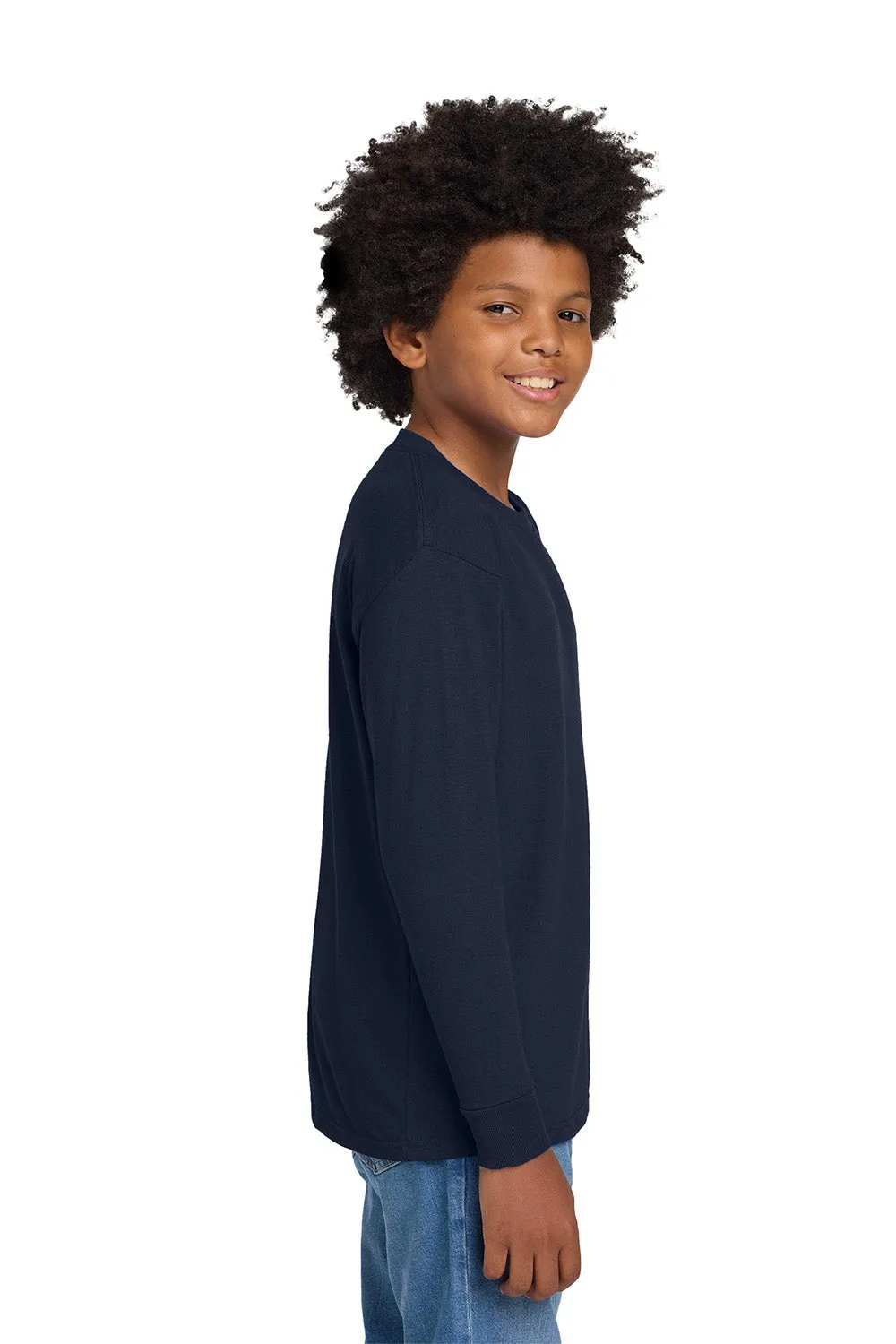 Gildan Youth Long Sleeve Crewneck T-Shirt - Navy Blue  Affordable Clothing Gildan