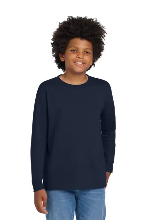 Gildan Youth Long Sleeve Crewneck T-Shirt - Navy Blue  Affordable Clothing Gildan