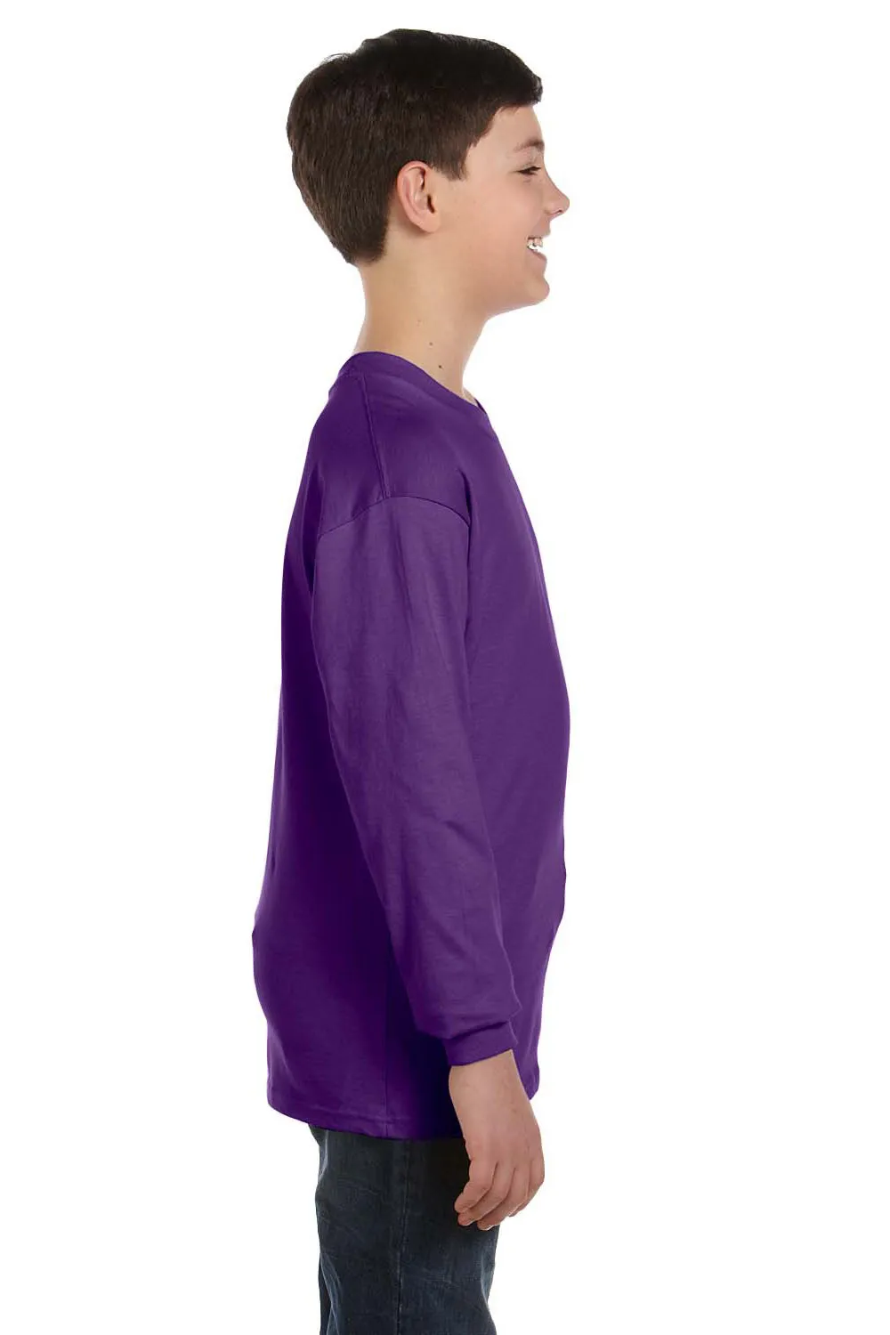 Gildan Youth Long Sleeve Crewneck T-Shirt - Purple  Affordable Clothing Gildan