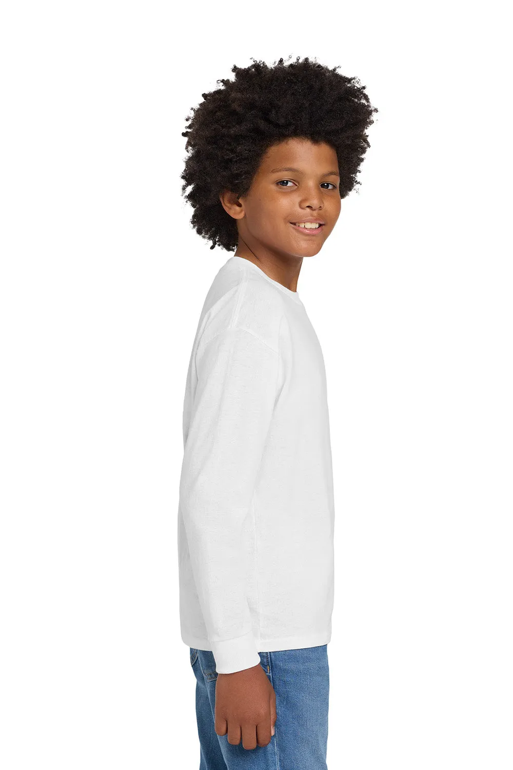 Gildan Youth Long Sleeve Crewneck T-Shirt - White  Affordable Clothing Gildan