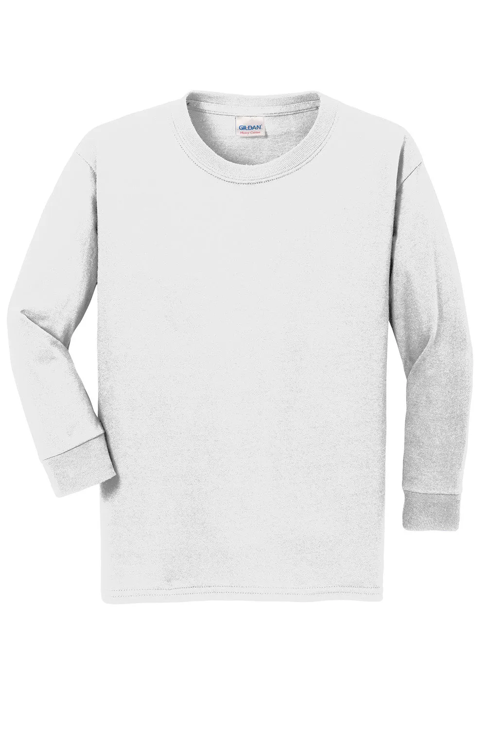 Gildan Youth Long Sleeve Crewneck T-Shirt - White  Affordable Clothing Gildan