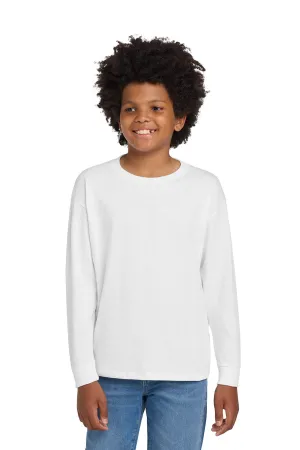 Gildan Youth Long Sleeve Crewneck T-Shirt - White  Affordable Clothing Gildan
