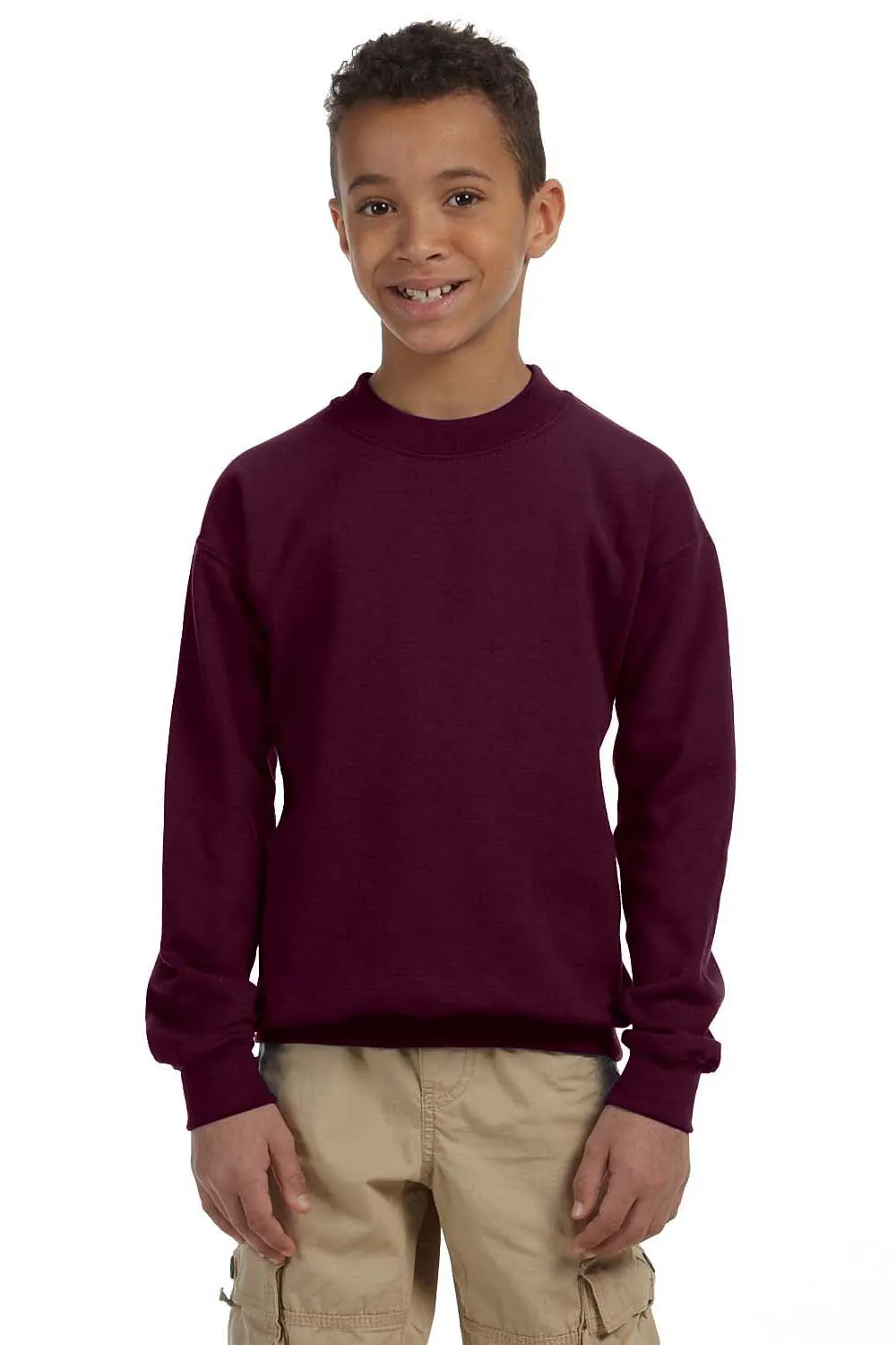 Gildan Youth Pill Resistant Fleece Crewneck Sweatshirt - Maroon  Affordable Clothing Gildan