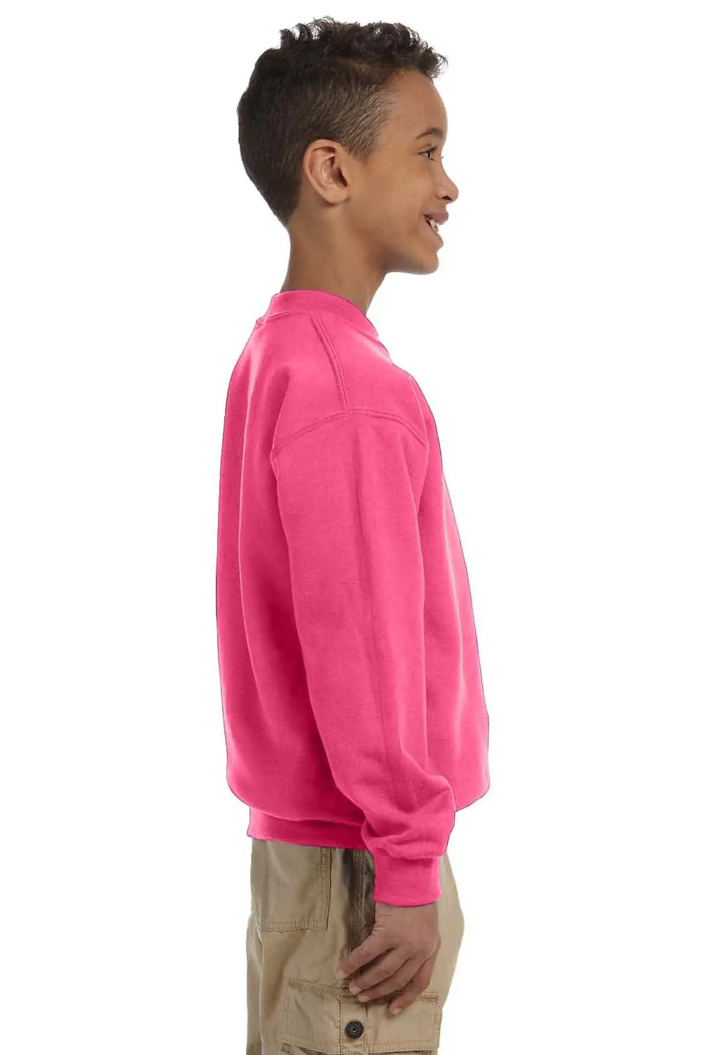 Gildan Youth Pill Resistant Fleece Crewneck Sweatshirt - Safety Pink  Affordable Clothing Gildan