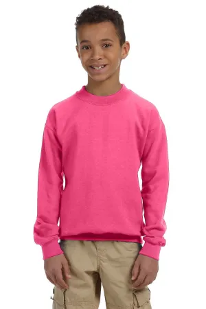 Gildan Youth Pill Resistant Fleece Crewneck Sweatshirt - Safety Pink  Affordable Clothing Gildan