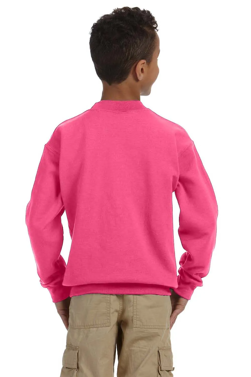 Gildan Youth Pill Resistant Fleece Crewneck Sweatshirt - Safety Pink  Affordable Clothing Gildan