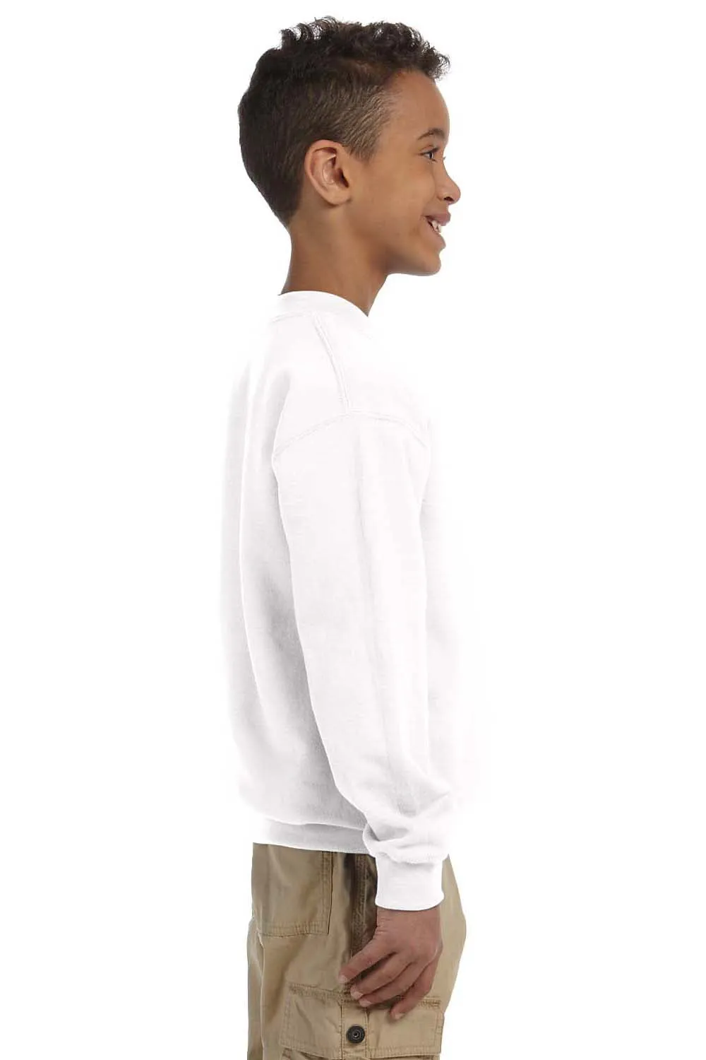Gildan Youth Pill Resistant Fleece Crewneck Sweatshirt - White  Affordable Clothing Gildan